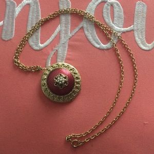 Red And Gold Locket Necklace